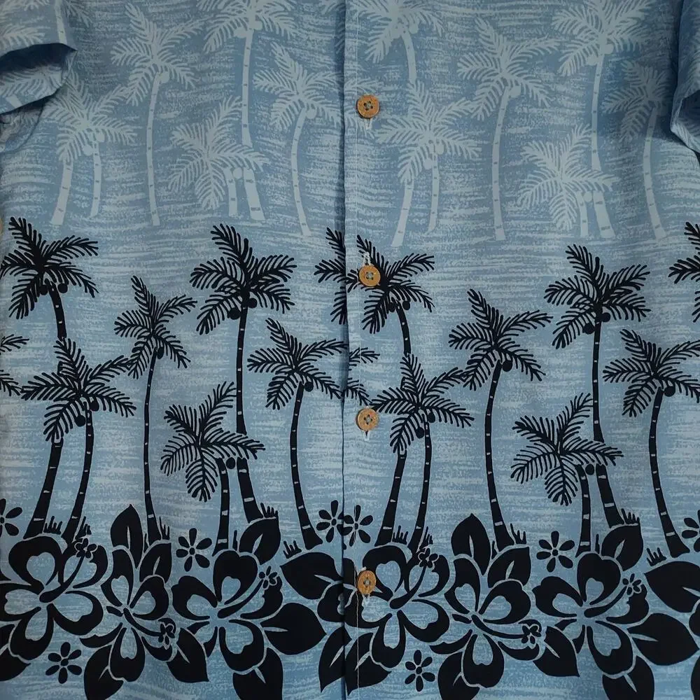 Vintage Ocean 90s Sideout Hawaiian Blue Button Down Shirt like NEW Boys Medium